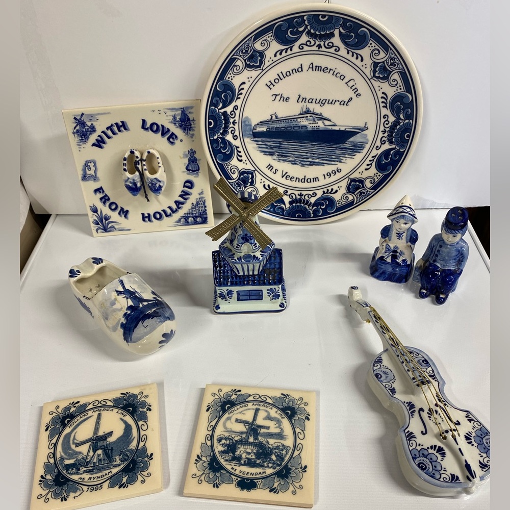Delft Blue 9 Piece Set. All pieces are in great condition.